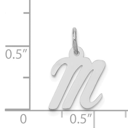 14k White Gold 14k White Gold Small Script Letter M Initial Charm