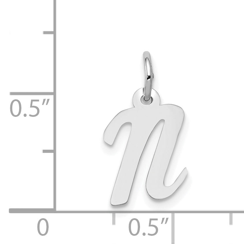 14k White Gold 14k White Gold Small Script Letter N Initial Charm