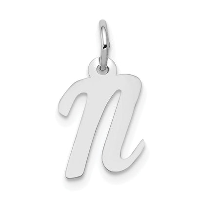 14k White Gold 14k White Gold Small Script Letter N Initial Charm