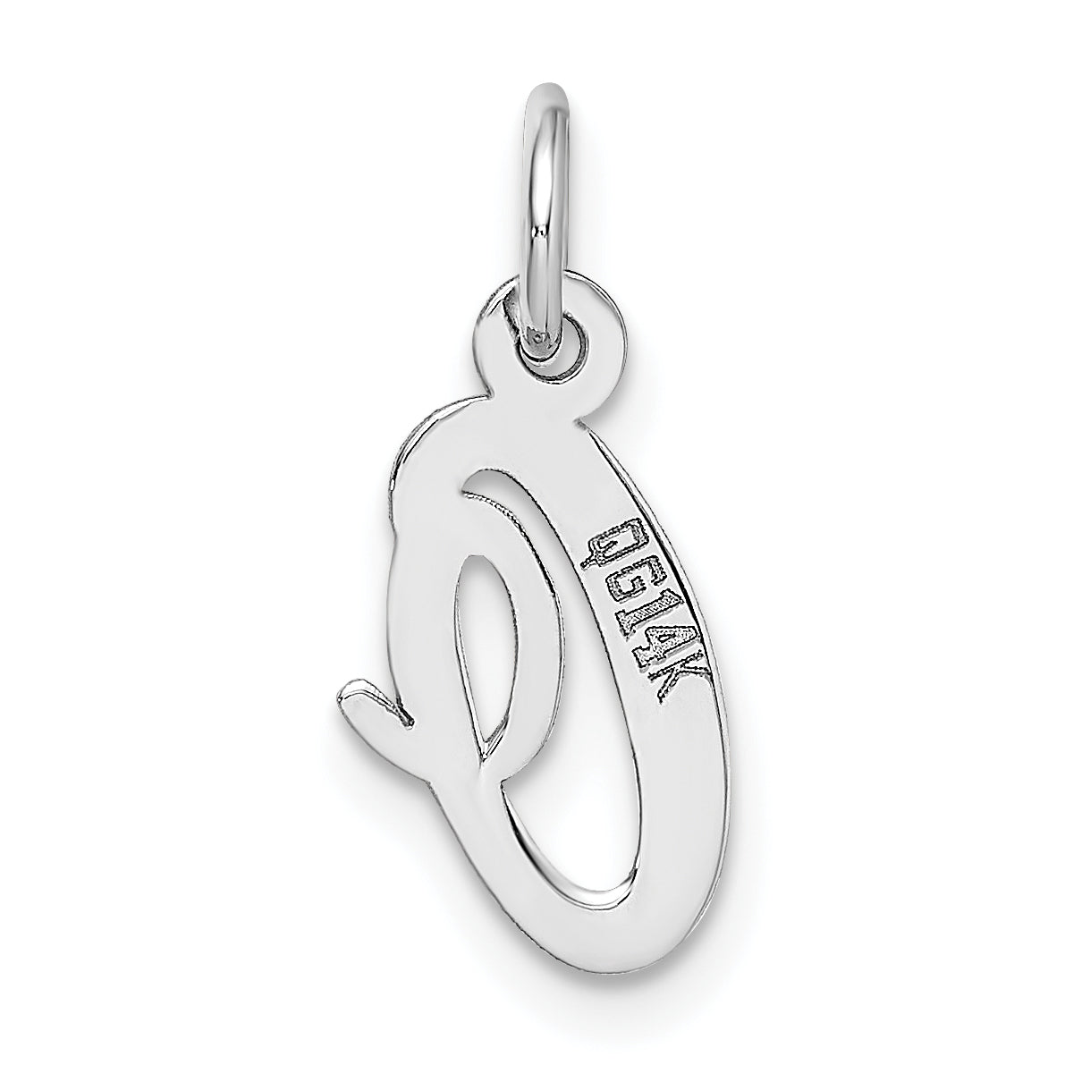 14k White Gold 14k White Gold Small Script Letter O Initial Charm