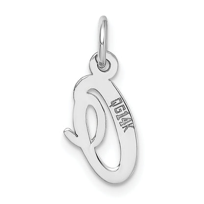 14k White Gold 14k White Gold Small Script Letter O Initial Charm