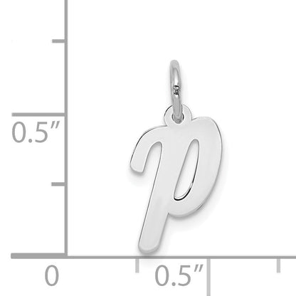 14k White Gold 14k White Gold Small Script Letter P Initial Charm