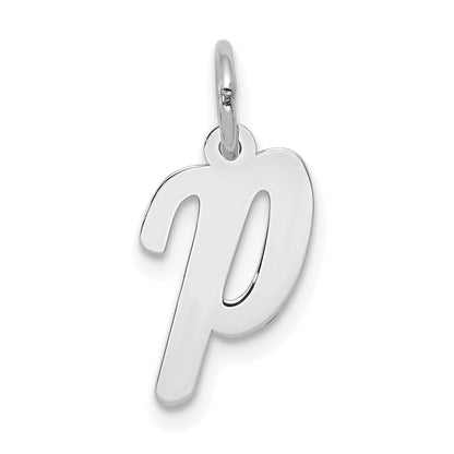 14k White Gold 14k White Gold Small Script Letter P Initial Charm