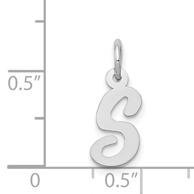 14k White Gold 14k White Gold Small Script Letter S Initial Charm