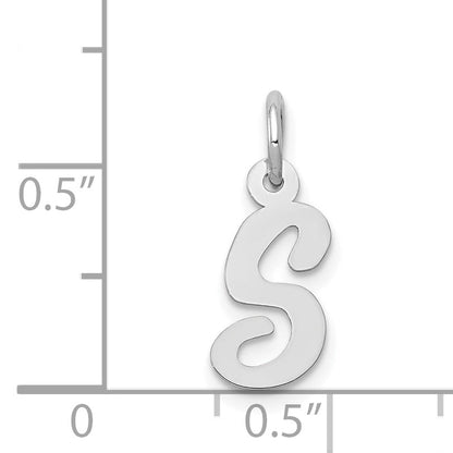 14k White Gold 14k White Gold Small Script Letter S Initial Charm
