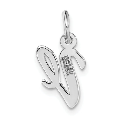 14k White Gold 14k White Gold Small Script Letter V Initial Charm