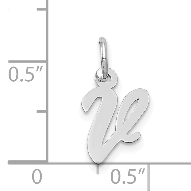 14k White Gold 14k White Gold Small Script Letter V Initial Charm