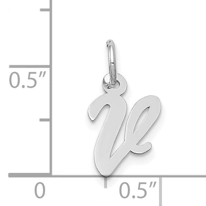 14k White Gold 14k White Gold Small Script Letter V Initial Charm