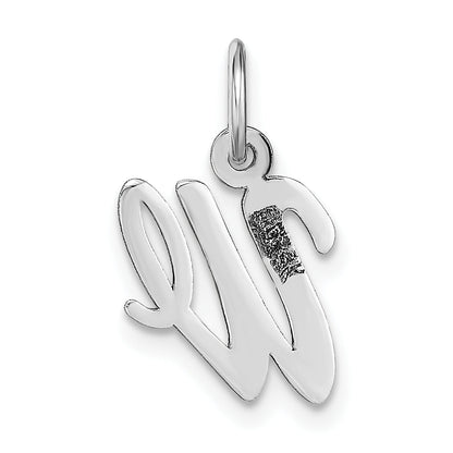 14k White Gold 14k White Gold Small Script Letter W Initial Charm