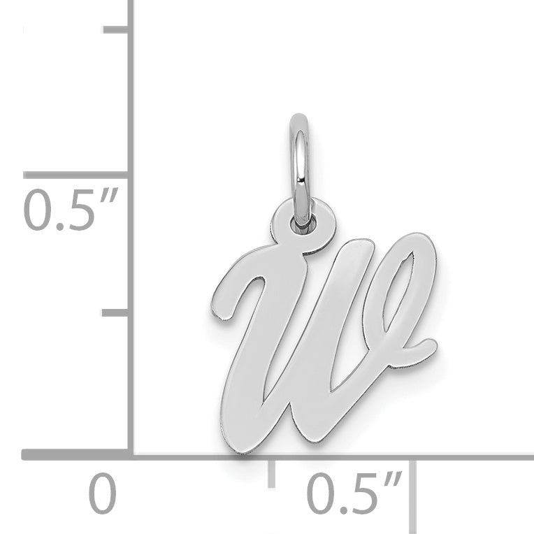 14k White Gold 14k White Gold Small Script Letter W Initial Charm
