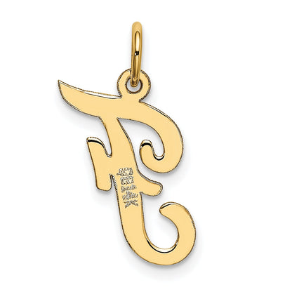 14k Yellow Gold 14k Medium Script Letter F Initial Charm