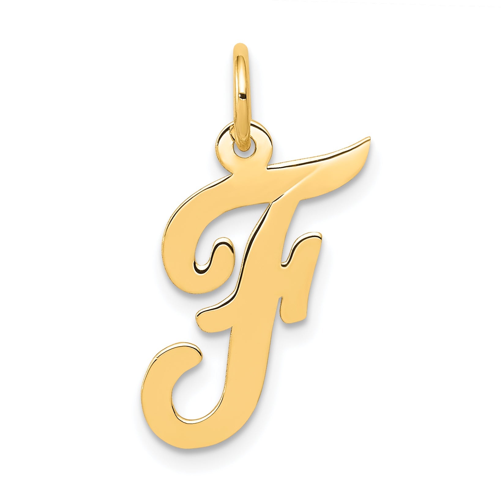 14k Yellow Gold 14k Medium Script Letter F Initial Charm