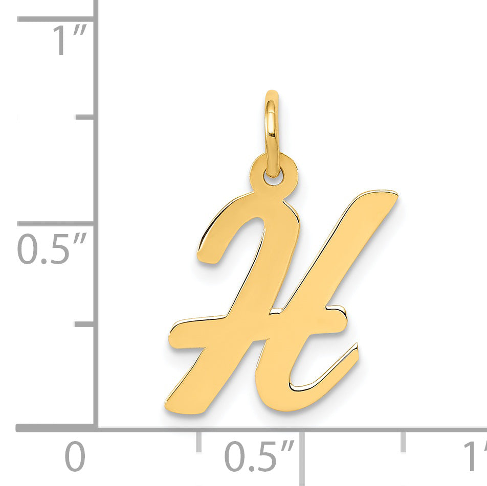 14k Yellow Gold 14k Medium Script Letter H Initial Charm
