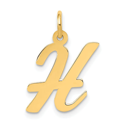 14k Yellow Gold 14k Medium Script Letter H Initial Charm