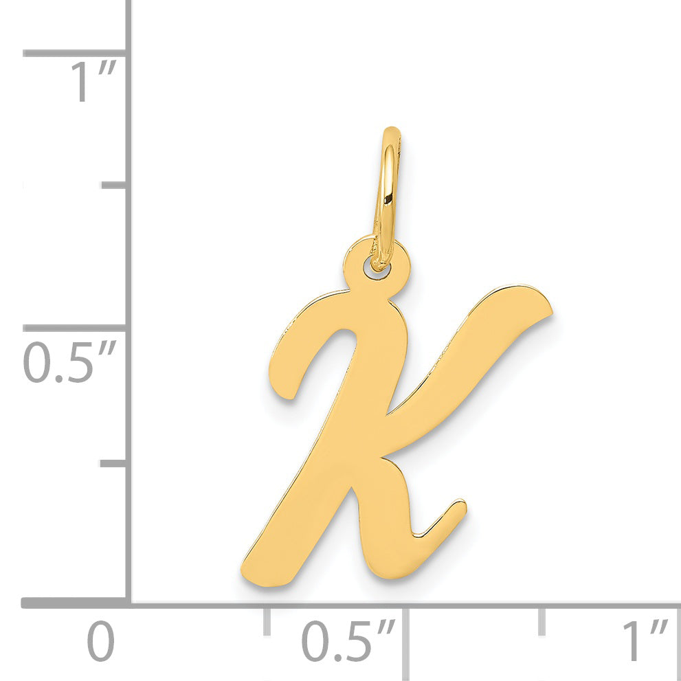 14k Yellow Gold 14k Medium Script Letter K Initial Charm