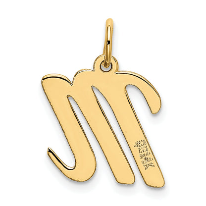 14k Yellow Gold 14k Medium Script Letter M Initial Charm