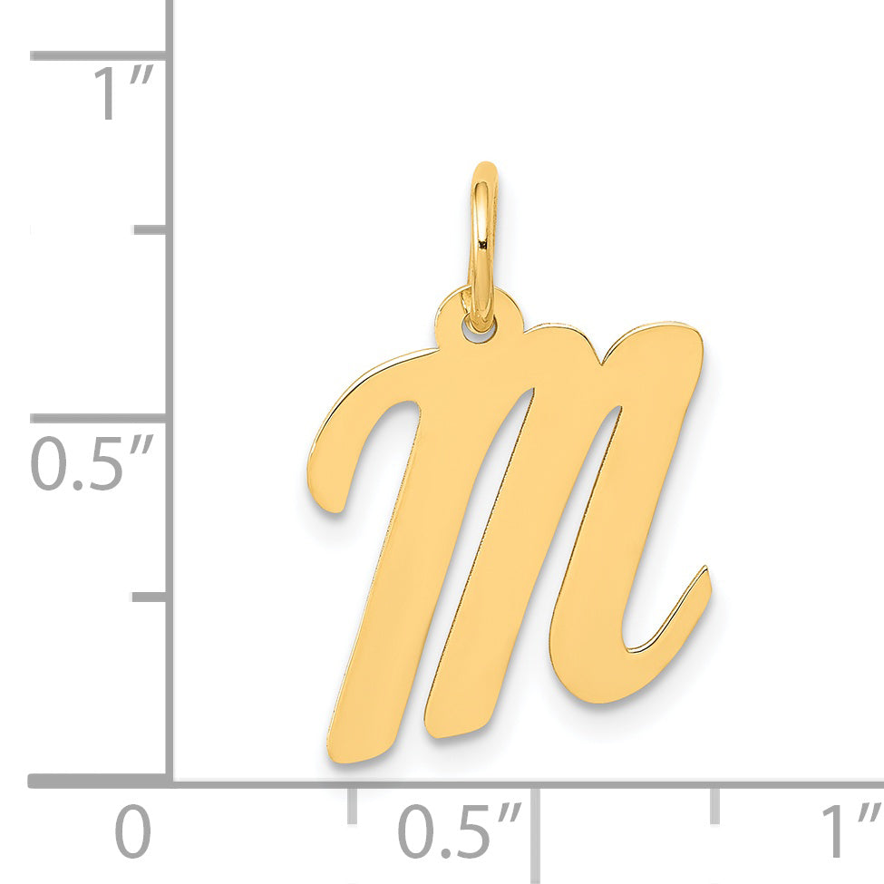 14k Yellow Gold 14k Medium Script Letter M Initial Charm