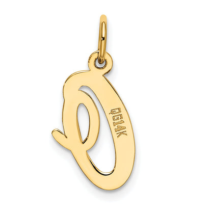 14k Yellow Gold 14k Medium Script Letter O Initial Charm