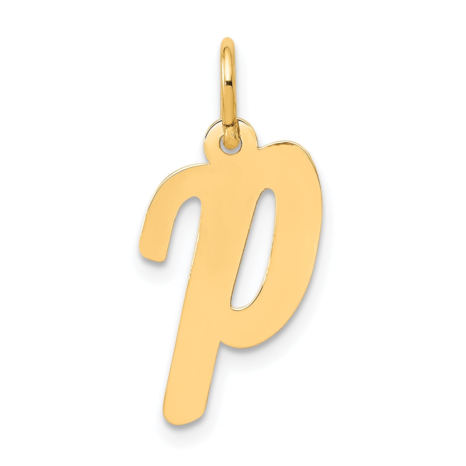 14k Yellow Gold 14k Medium Script Letter P Initial Charm