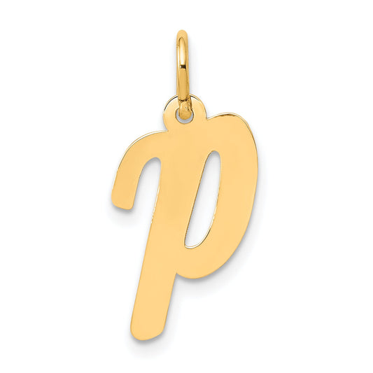 14k Yellow Gold 14k Medium Script Letter P Initial Charm