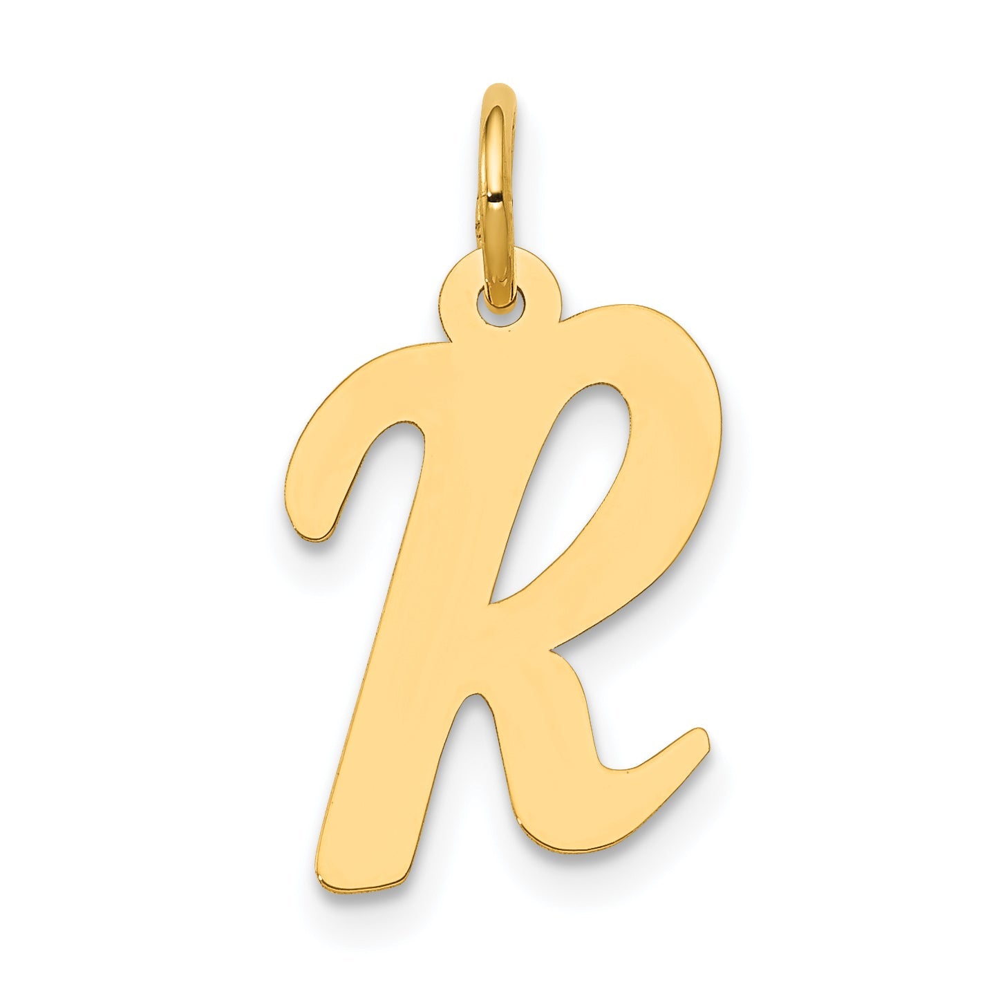 14k Yellow Gold 14k Medium Script Letter R Initial Charm