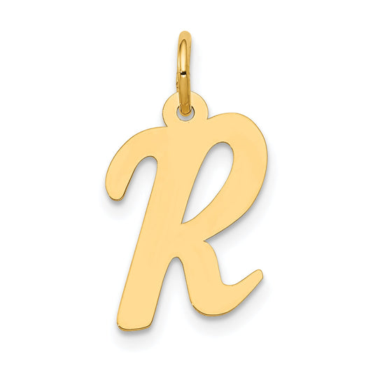 14k Yellow Gold 14k Medium Script Letter R Initial Charm