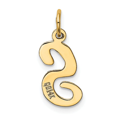 14k Yellow Gold 14k Medium Script Letter S Initial Charm