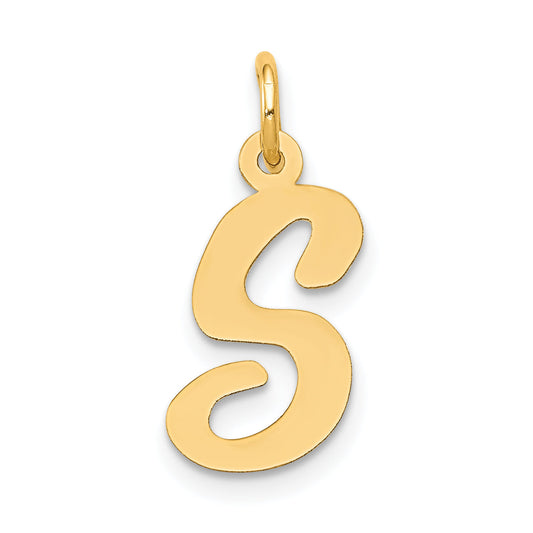 14k Yellow Gold 14k Medium Script Letter S Initial Charm