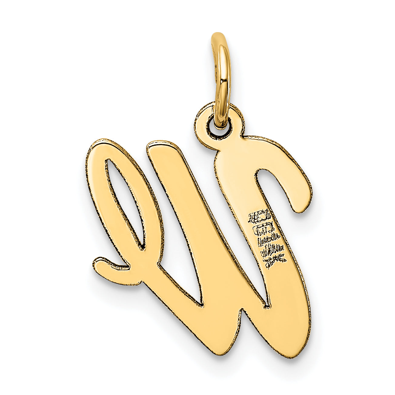 14K Yellow Gold Medium Script Letter W Initial Charm