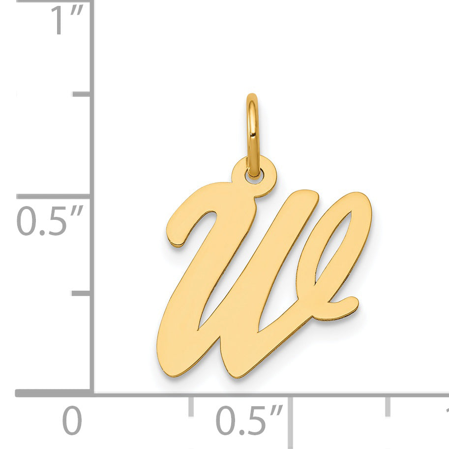 14K Yellow Gold Medium Script Letter W Initial Charm