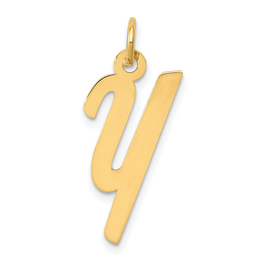14k Yellow Gold 14k Medium Script Letter Y Initial Charm