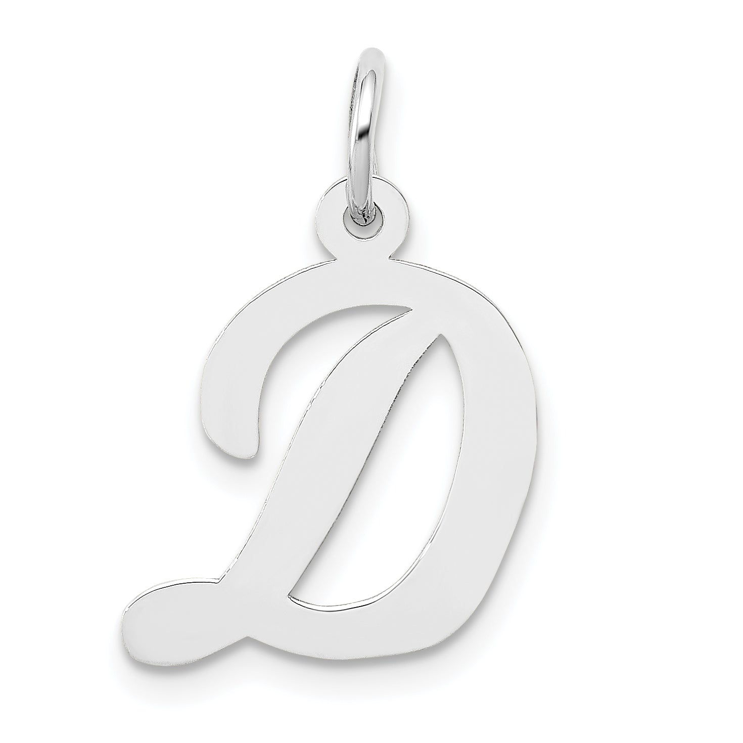 14k White Gold 14k White Gold Medium Script Letter D Initial Charm
