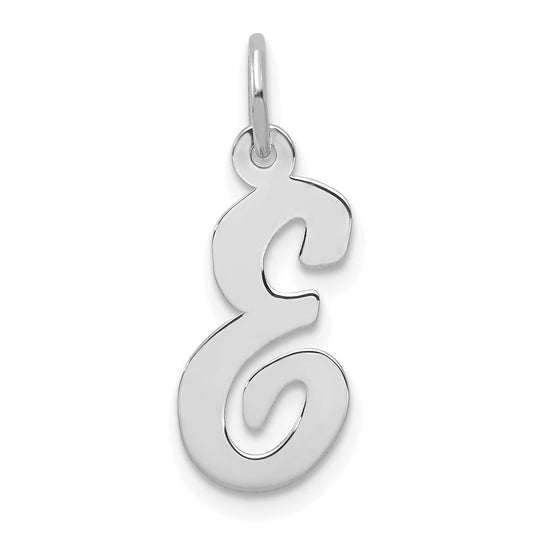14k White Gold 14k White Gold Medium Script Letter E Initial Charm