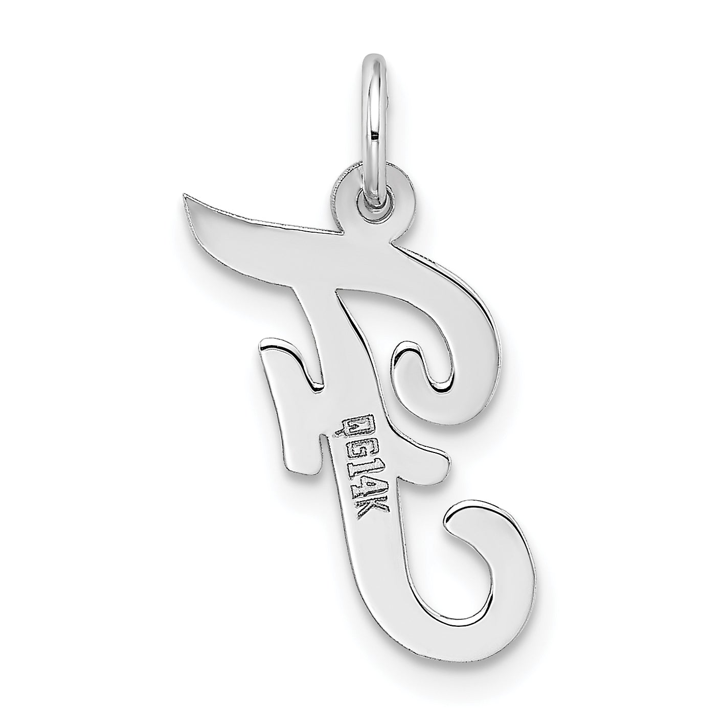 14k White Gold 14k White Gold Medium Script Letter F Initial Charm