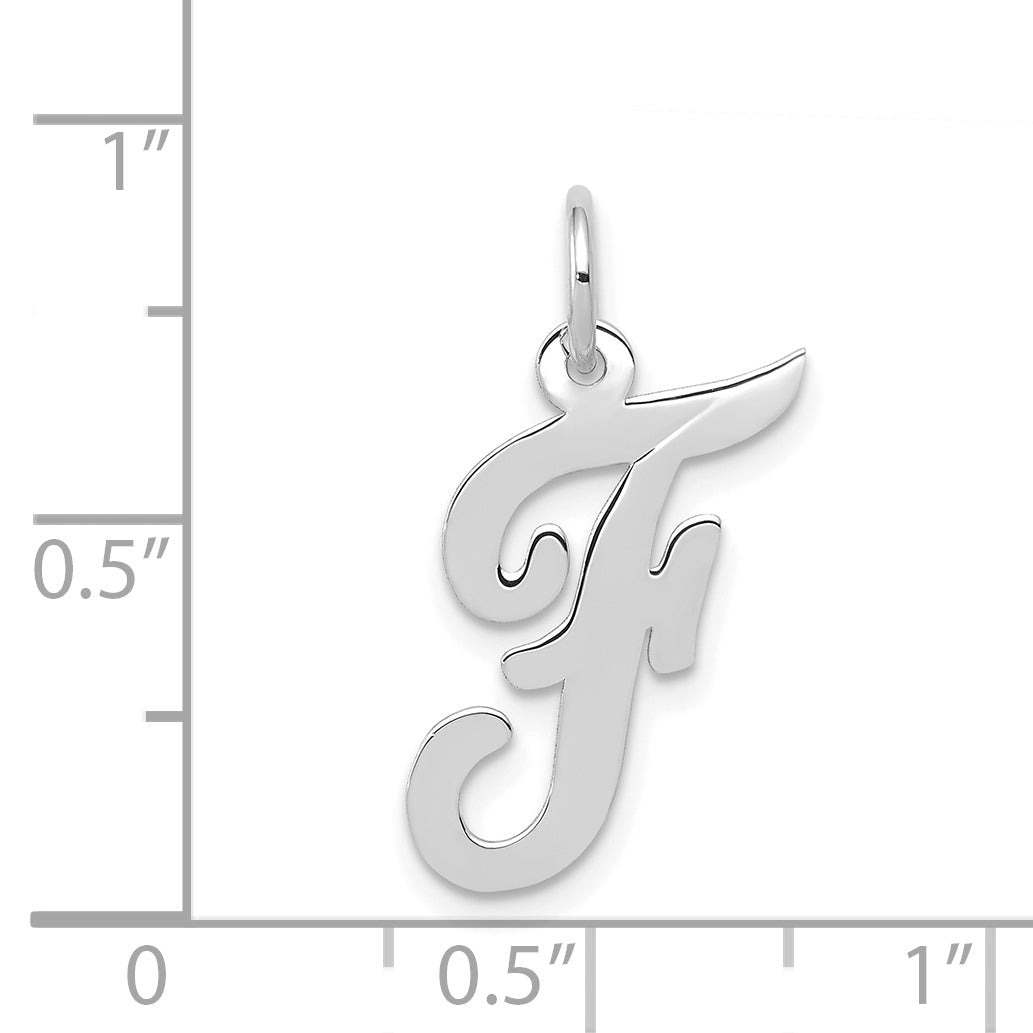 14k White Gold 14k White Gold Medium Script Letter F Initial Charm