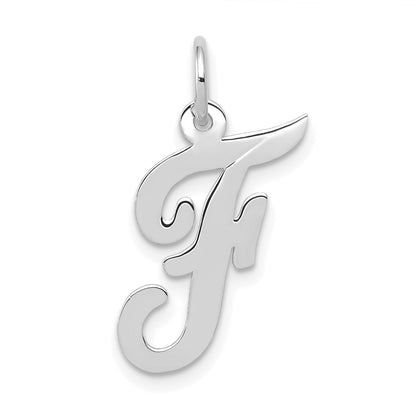 14k White Gold 14k White Gold Medium Script Letter F Initial Charm