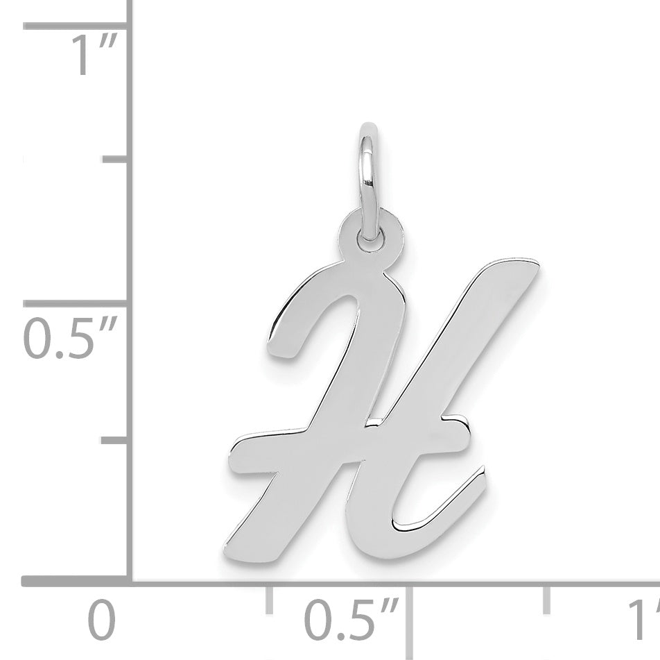 14k White Gold 14k White Gold Medium Script Letter H Initial Charm