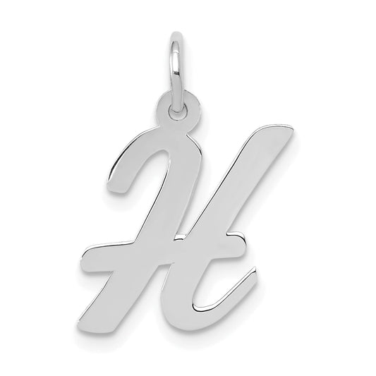 14k White Gold 14k White Gold Medium Script Letter H Initial Charm