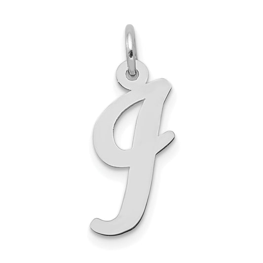 14k White Gold 14k White Gold Medium Script Letter I Initial Charm
