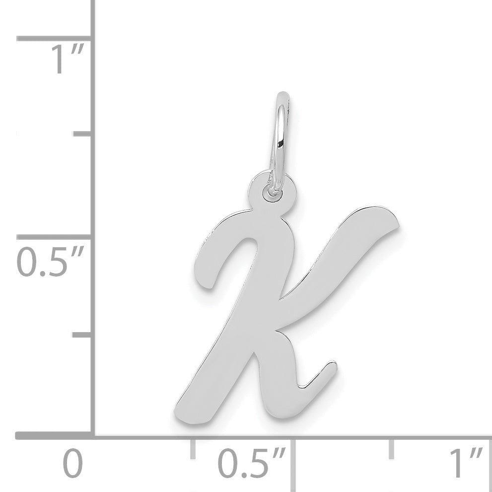 14k White Gold 14k White Gold Medium Script Letter K Initial Charm