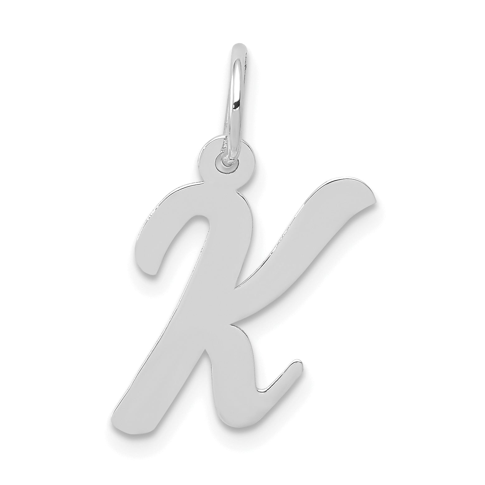 14k White Gold 14k White Gold Medium Script Letter K Initial Charm