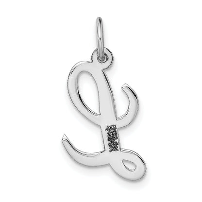 14k White Gold 14k White Gold Medium Script Letter L Initial Charm