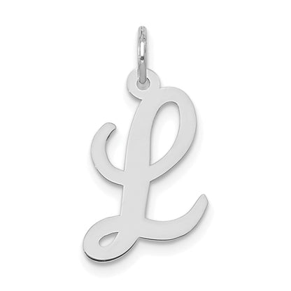 14k White Gold 14k White Gold Medium Script Letter L Initial Charm
