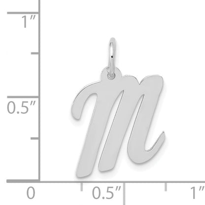 14k White Gold 14k White Gold Medium Script Letter M Initial Charm