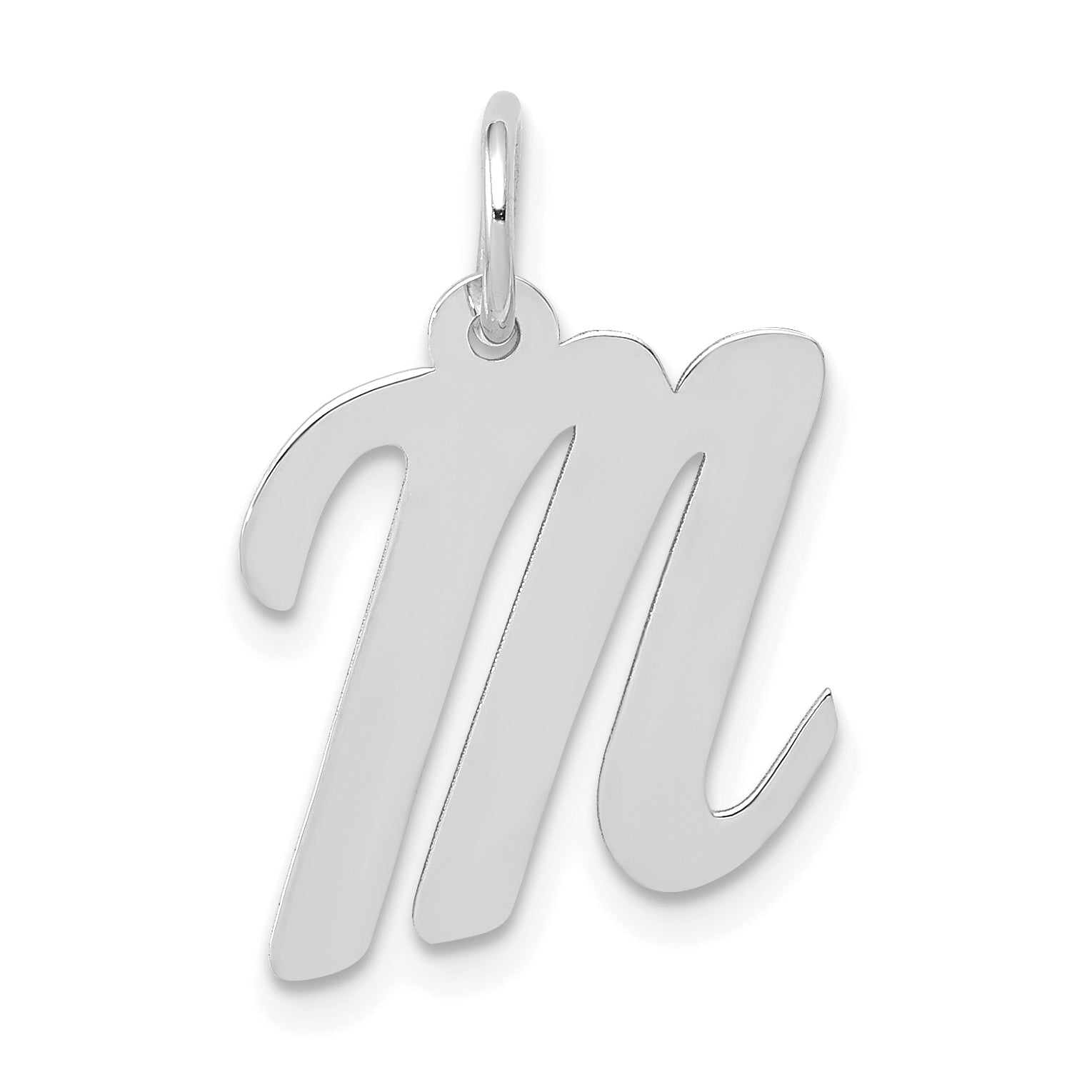 14k White Gold 14k White Gold Medium Script Letter M Initial Charm