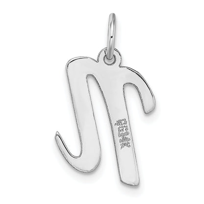 14k White Gold 14k White Gold Medium Script Letter N Initial Charm