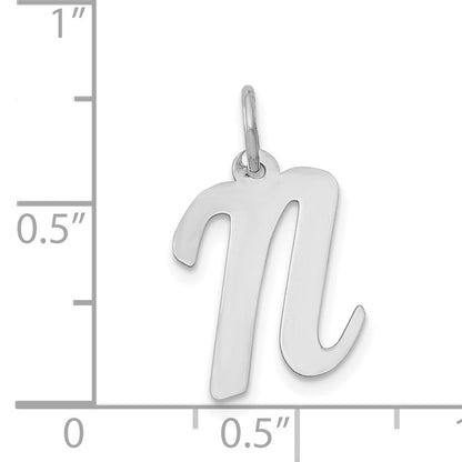 14k White Gold 14k White Gold Medium Script Letter N Initial Charm