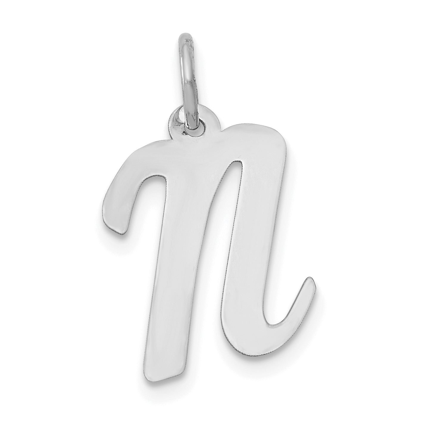 14k White Gold 14k White Gold Medium Script Letter N Initial Charm