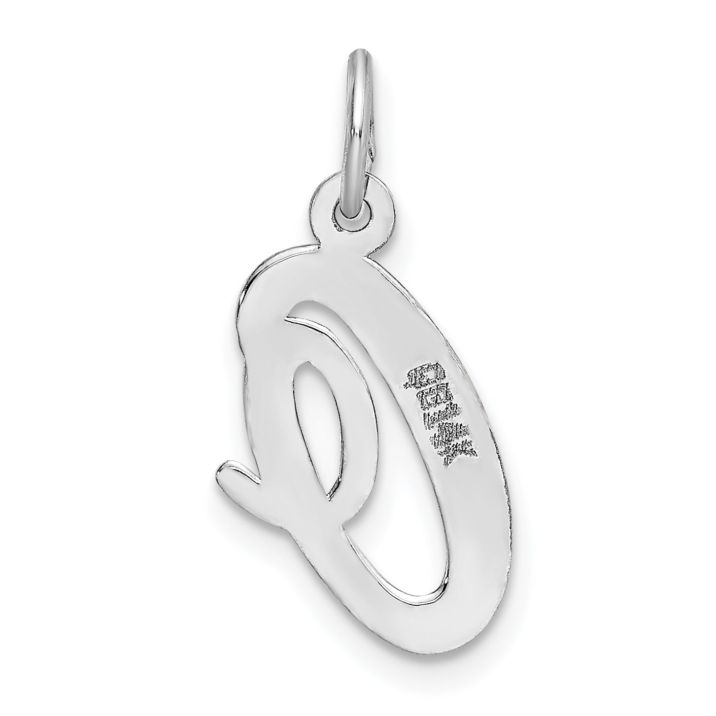 14k White Gold 14k White Gold Medium Script Letter O Initial Charm