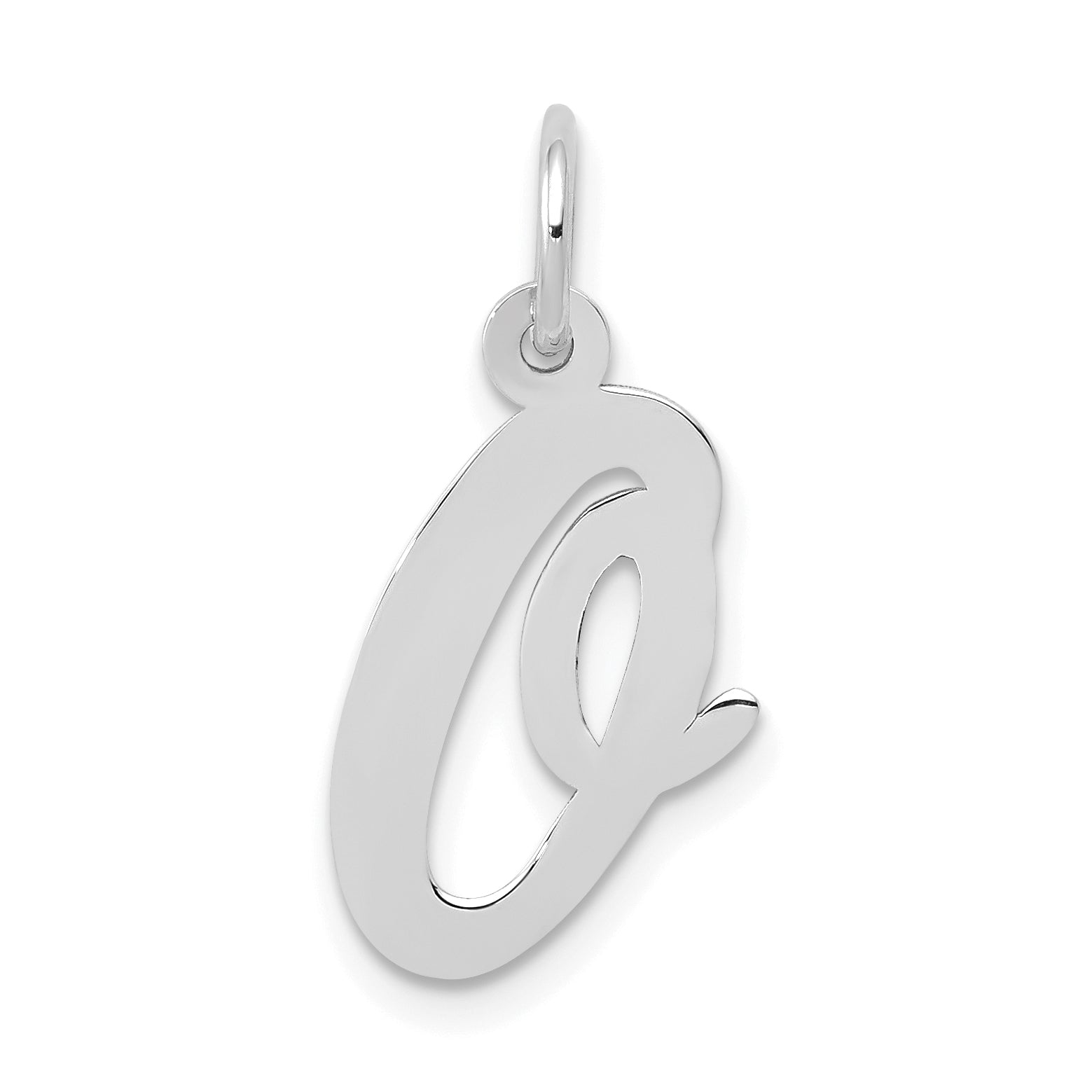 14k White Gold 14k White Gold Medium Script Letter O Initial Charm